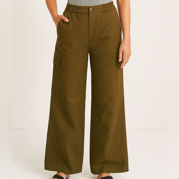 Wayf Pants - Wayf Olive Cargo Wide Leg‎ Pants Sz Small